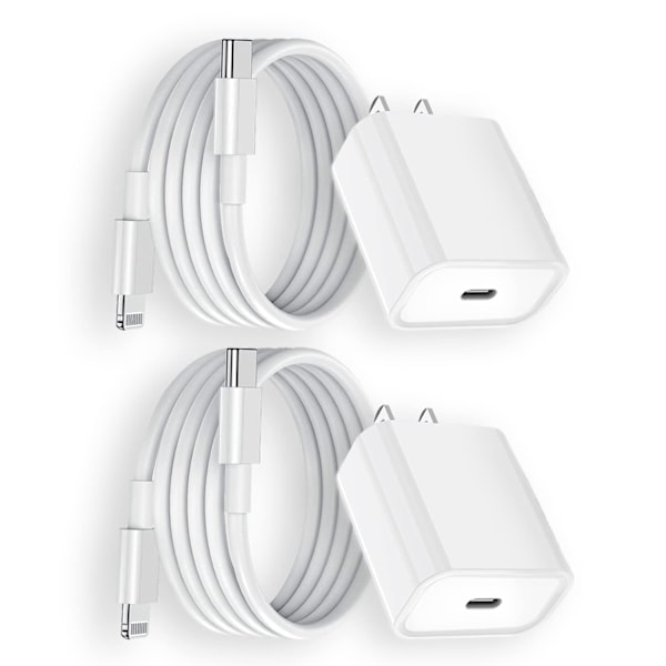 iPhone Hurtigoplader [Apple Mfi-certificeret] 2-pak 20W Pd USB