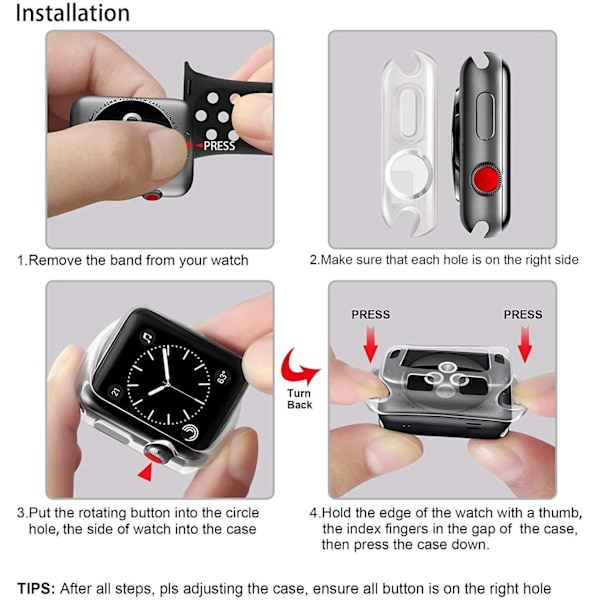 2-pack 42 mm fodral för Apple Watch Series 3 2 1 fodral, mjukt TPU-skydd