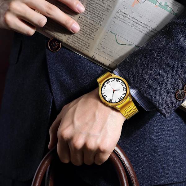 20 mm rostfritt stål utan gap-band [One Click Attachment] för Galaxy Watch 6 5 4 Active 2 40 mm 44 mm, Watch 6 Classic 47 mm 43 mm, Watch 5 Pro 45 mm