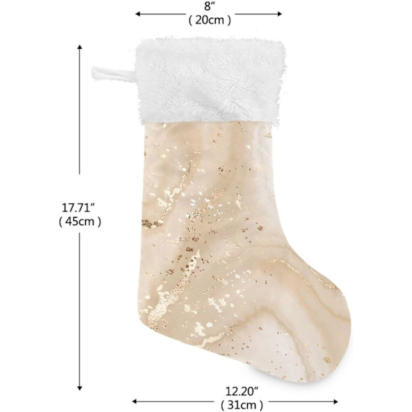 Julklapp, personliga julklappsstrumpor set om 2 Guldmarmor Gul Splatter Paint 45,7 cm Julstrumpor Hängande Ornament Kamin