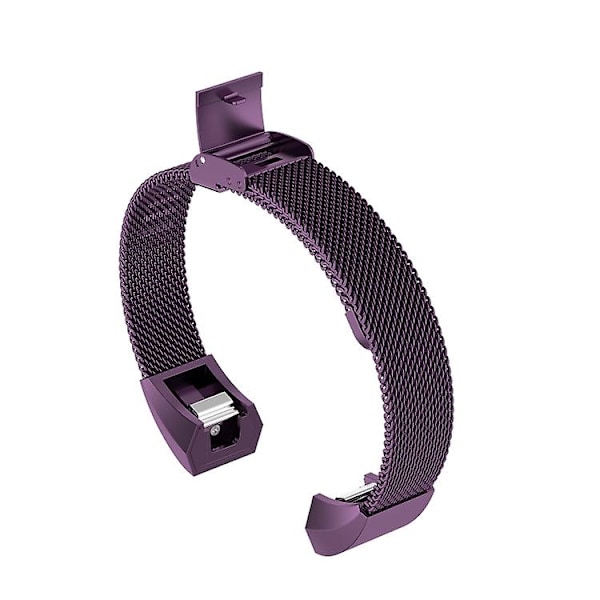 For Fitbit Alta / Alta Hr / Ace Watch Button Mesh Metal Udskiftningsrem Watchband SLZ Dark Purple