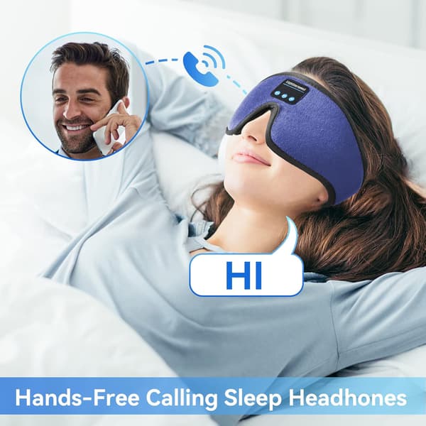 3D Bluetooth Søvnmaske - Vaskbar med Ultratynne Stereohøyttalere & Mikrofon for Søvnløshet & Reise (Blå)
