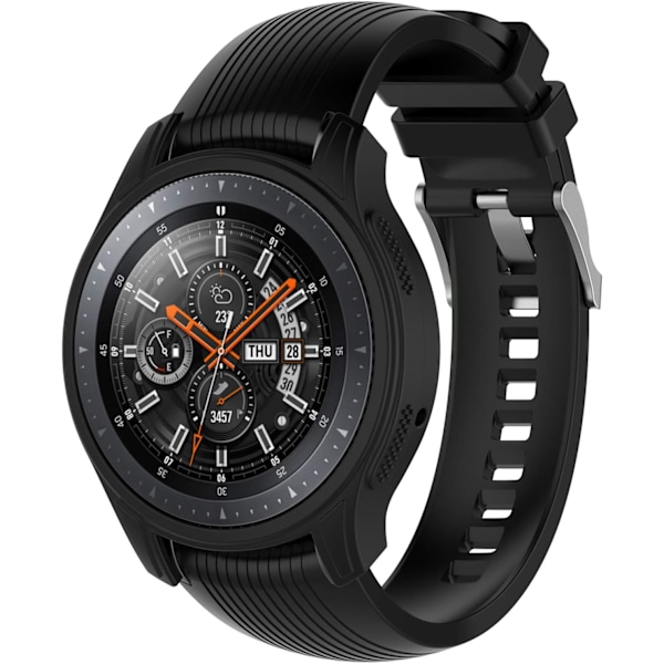 Myk Silikon Beskyttelsesdeksel Skall Beskyttelsesramme Hud for Galaxy Gear S3 Frontier & SM-R800 46mm Smartklokke Svart