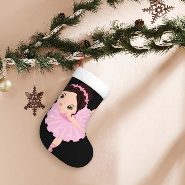 Liten Ballerina Dansande Flicka Jul Dekorativa Strümpfe :>> 45 cm Presenthållare för Fest Semester Dekorationer Ornament (1 Pack).