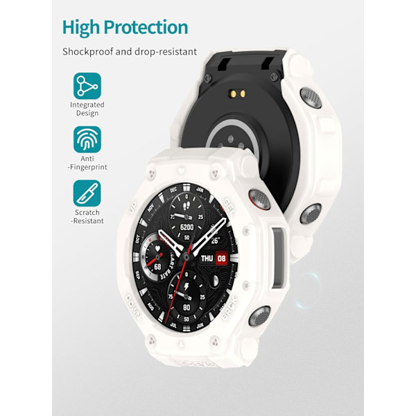 Skal för Amazfit T-Rex 3, TPU Skyddsskal, Lätt att Installera, Fallsäkert, Reptåligt, Skyddsskal för Amazfit T-Rex 3 Smartwatch (Vit) Vit