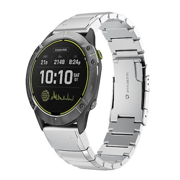 For Garmin Enduro 26mm Skildpadde Skal Rustfrit Stål Urrem JWG Sliver