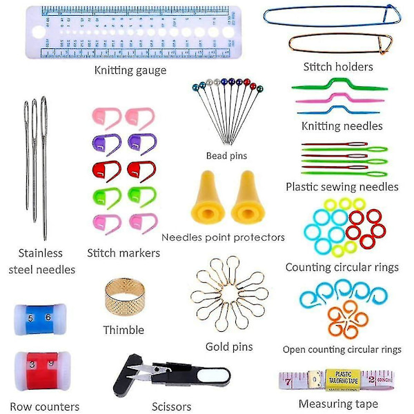 Hæklenålesæt 100stk Hæklenåle Sæt Strikkeværktøj Tilbehør Strikning