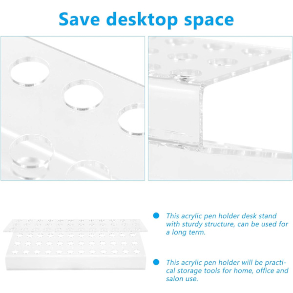 Akrylholder, stativholder, displaystativ, 3-slots displaystativ, øjenbrynsstativ, makeupbørsteholder, arrangør til hjem, kontor, butik 8X24CM