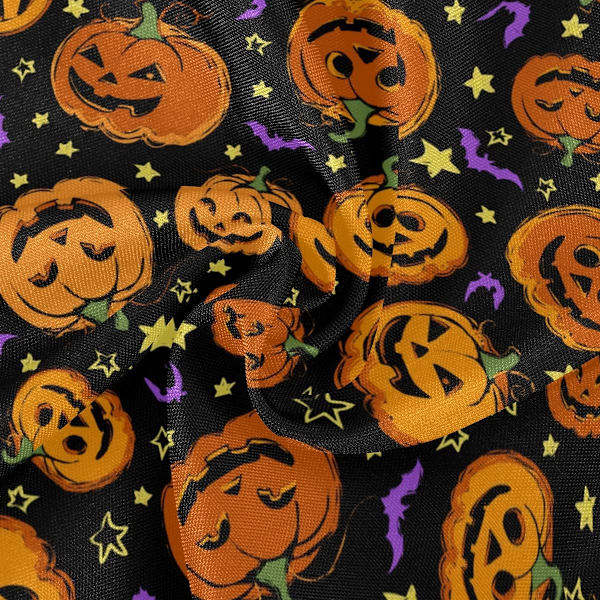 Halloween Græskar Lilla Flagermus Dugdug Lilla Efterår Orange Stjerner Rund Dugdug Circar Dugdug Klæde Klæder Vaskbar Polyester Bordløber til Pu
