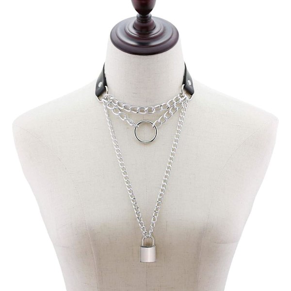 Justerbar Läderhalsband, Punk Rock PU Halsband Halsband Goth Mjuk Halsband Krage