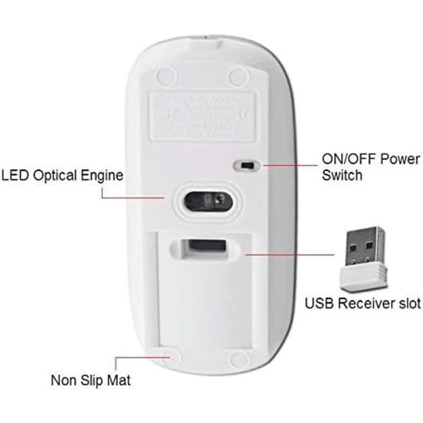 2.4G gjenladbar mobil bærbar optisk mus med USB-mottaker,