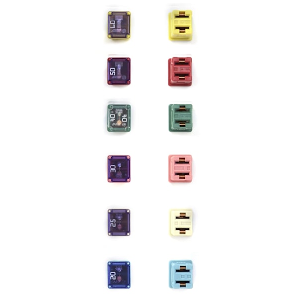 Jcase Automotive Low Profile Fuse Set - 20A, 25A, 30A, 40A, 50A, 60A (2 stk. af hver)
