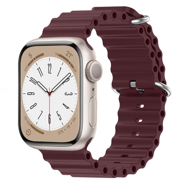 Ocean Armbånd Til Apple Watch Rem 44mm 40mm 45mm 41mm 49mm 42mm 38mm Smartwatch Silikone Rem Iwatch Ultra Serie 7 6 3 Se 8 wine red 38 40 41mm