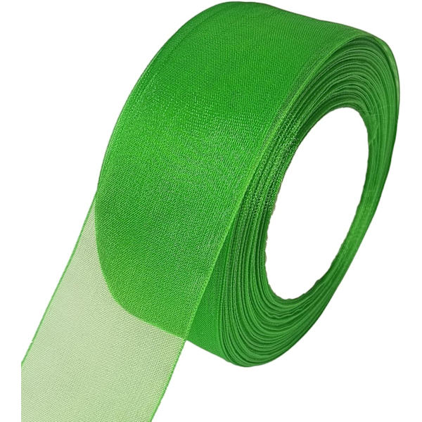 Gröna Organza Band för Presentinslagning 1,5 Tum*50 Yards Sheer Chiffon Band