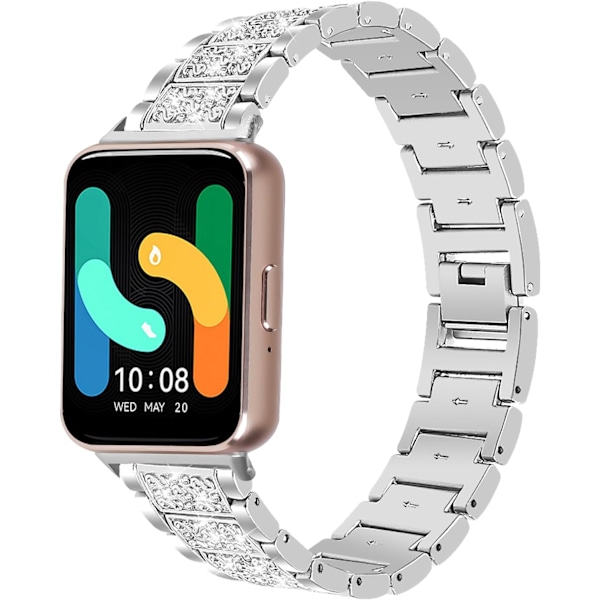 Bling Bands avsedda för Galaxy Fit 3 för kvinnor och flickor, elegant metallarmband med strass, smyckesarmband, klockarmband för Galaxy FIT 3 SM-R390