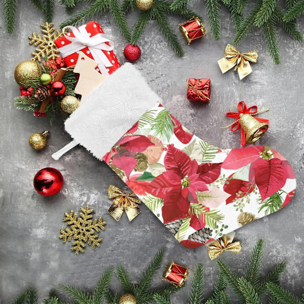 Julklapp, personliga julklappsstrumpor 2-pack Jul Vinter Julstjärna Blomma 45,7 cm Julstrumpor Hängande Ornament Ka