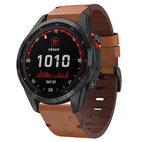 För Garmin Fenix 7s Solar 20mm Läder Stål Spänne Klockarmband RMJ Brown