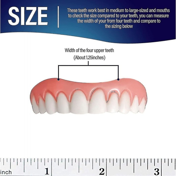 2 st falska tänder, tandproteser Tänder för överkäken, natur och bekväm