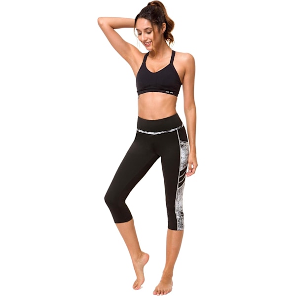 Dam 3/4 hög midja sport leggings sportbyxor fitnessbyxor träning