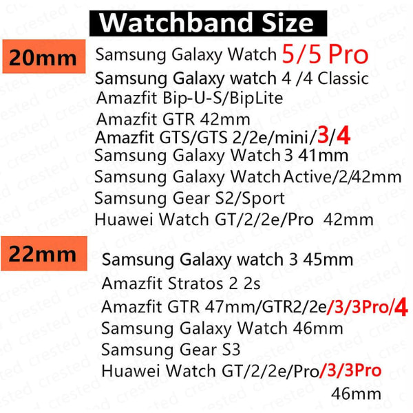 20 mm 22 mm band för Samsung Galaxy Watch 4/classic/3/5/ pro/active 2 Gear S3 Elastisk nylon Huawei Watch Gt 2 2e 3 Pro Strap Pink double blue 20mm