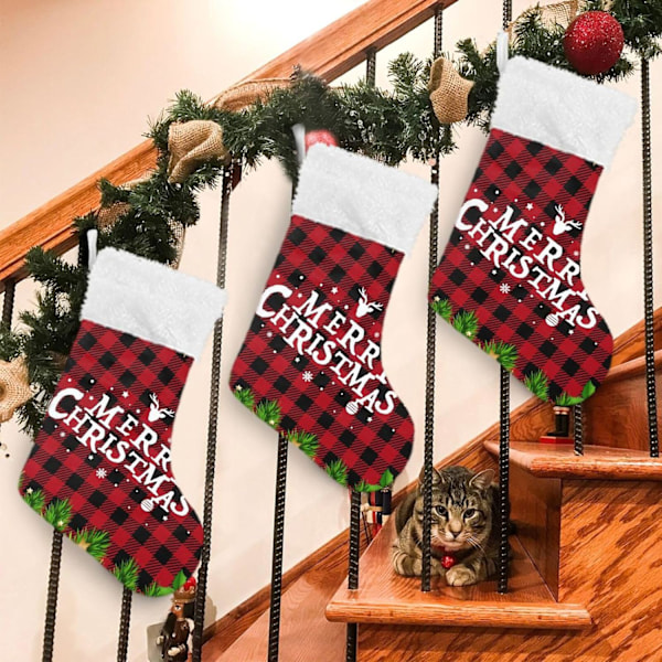 Julklapp, personliga julklappsstrumpor 2-pack Julgran Tartan Rutiga Plaid 45,7 cm Julstrumpor Hängande Ornament