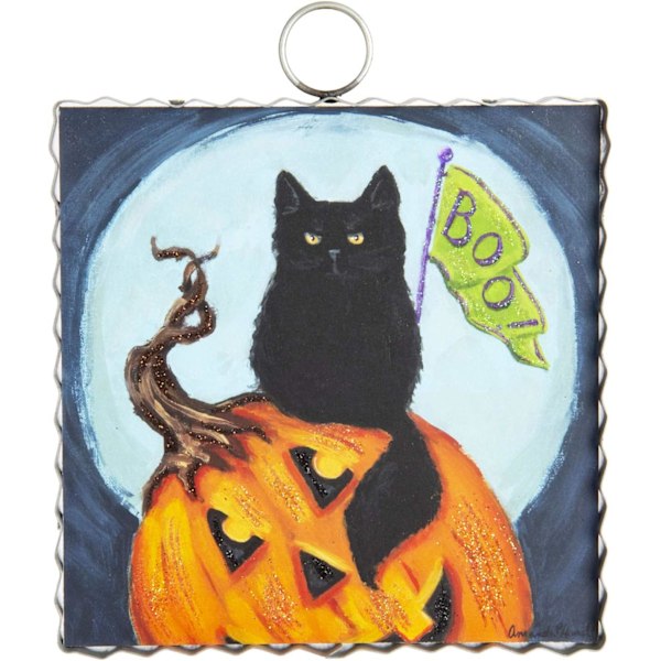 The Round Top Collection Mini Gallery Boo Cat 6" x 1" x 7,     Themed Décor, Metal & Wood Hamilton Boo Cat Hamilton Boo Cat