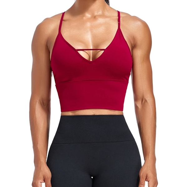 Kvinners langline sports-BH sømløs yoga crop topp medium-low support trenings-BH