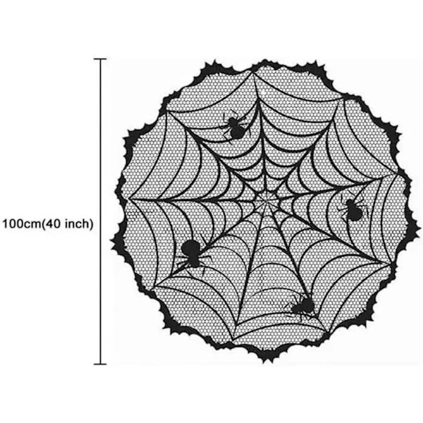 Svart spindelväv bordsduk i webbstil för Halloween matsal och eldstäder mantel dekoration B svart B svart