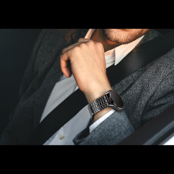 Rostfritt stålarmband kompatibelt med   GalaxyWatch 6 Classic 43mm 47mm, Watch 6/5/4 40mm 44mm,Watch 5 Pro 45mm, Watch 4 Classic 42mm 46mm, Svart