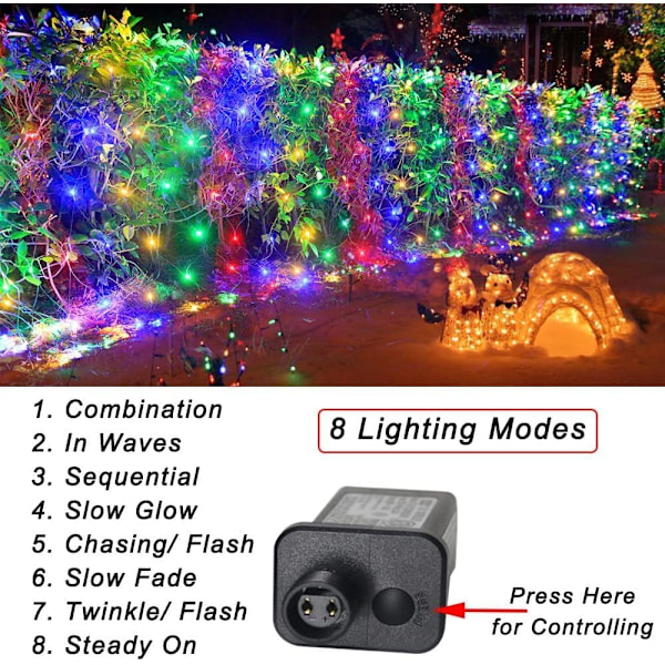 Julelysnet, 510 LED store udendørs netlys, 28x5 ft netmaskenet til buske, 8 tilstande vandtætte Twinkle strenglys, der kan forbindes