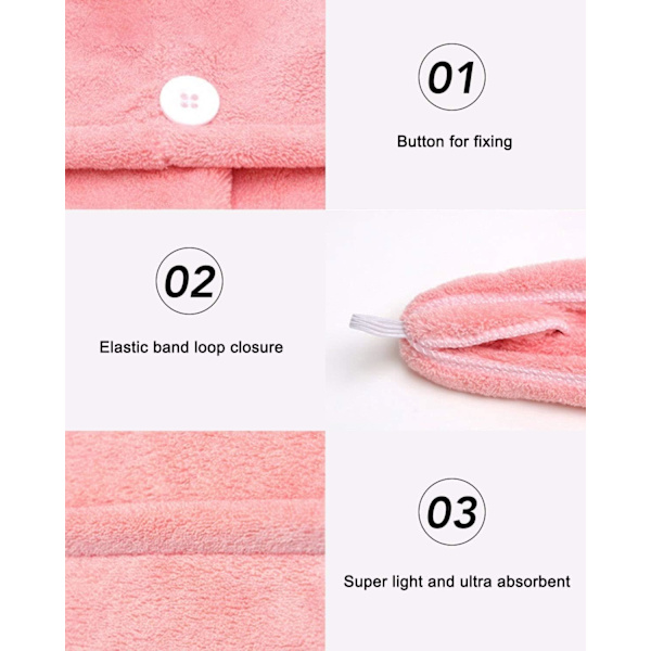 Badhårstork 2-pack - Superabsorberande lättvikts turban med knapp