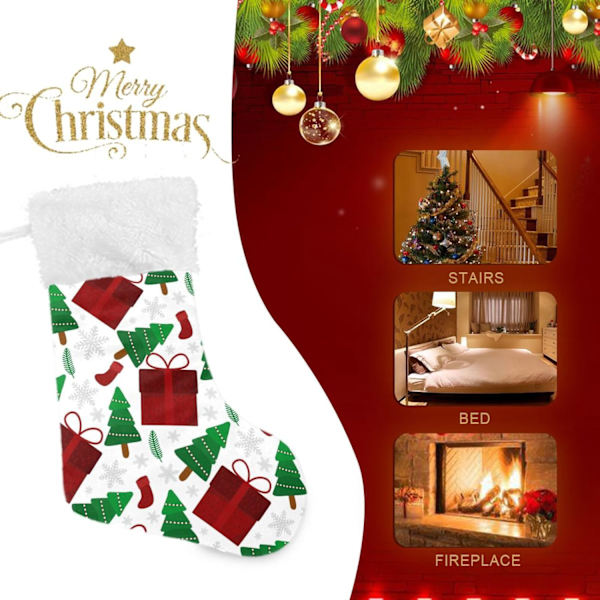 Julklapp, Personliga Julklappsstrumpor 2-pack Julgran Snöflinga 45,7 cm Julstrumpor Hängande Ornament Eldstad för Träd