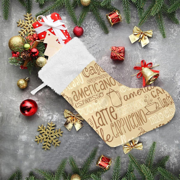 Julklapp, personliga julklappsstrumpor 2-pack Kaffeeklotter 45,7 cm Julstrumpor Hängande Ornament Kamin för träddekoration 17