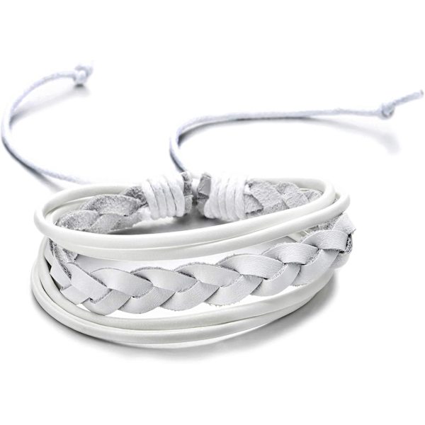 Handgjord flätad läderarmband för män, äkta läderarmband