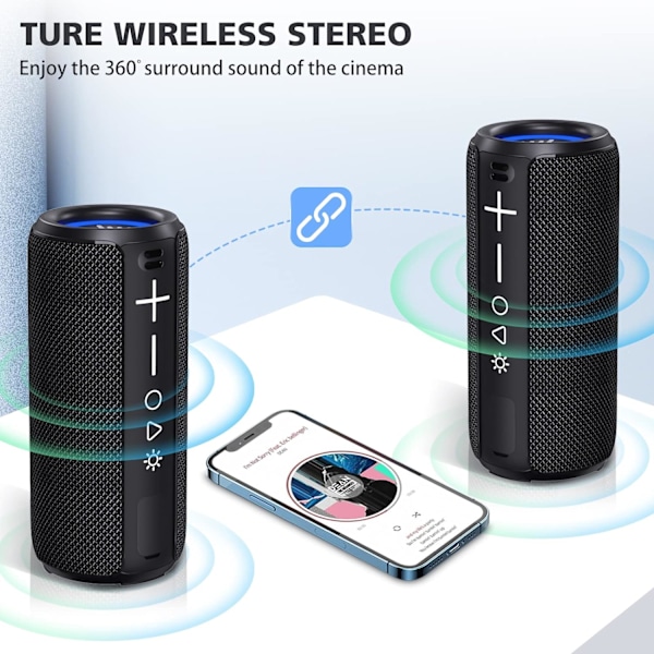 Bluetooth-högtalare, bärbar trådlös högtalare, vattentät