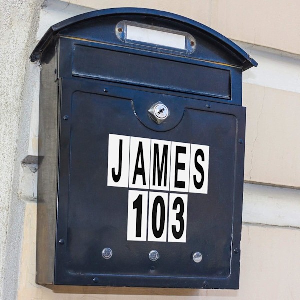 10 ark Mailbox-numre og bogstaver klistermærker - Sorte vinyl alfabetnummer-klistermærker