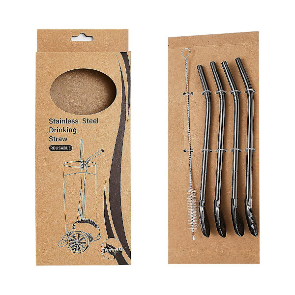 304 rustfrit stål halmske i rustfrit stål Creative Drink Stirring Straw Filter Set