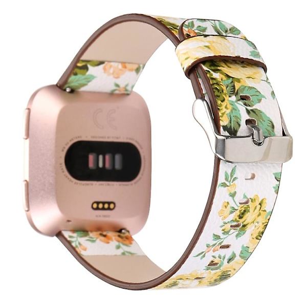 För Fitbit Versa 1 / 2 Blommönster Klockarmband VUJ White Yellow