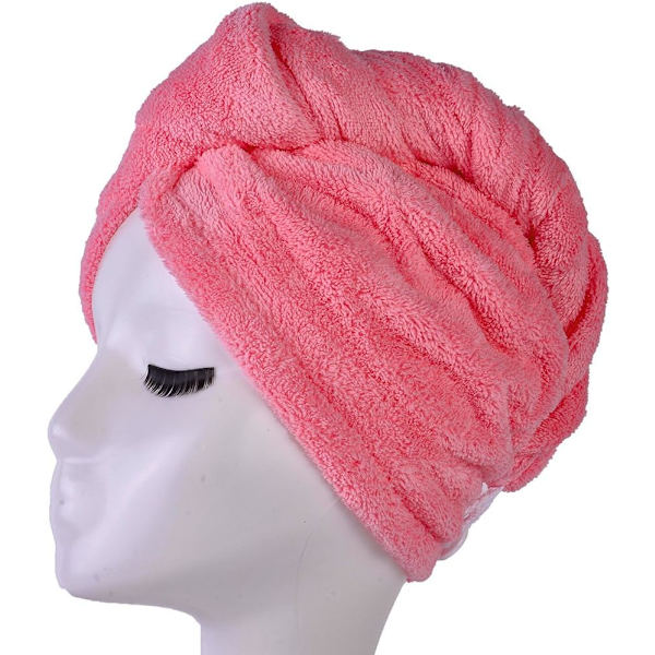 Mikrofiber Hårhandduk Twist Cap - Ultra Absorberande (rosa)