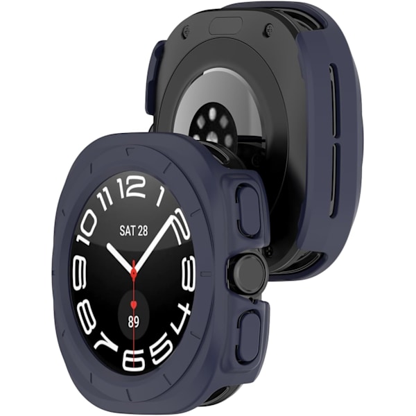 Skal Kompatibelt med 2024 Galaxy Watch 7 Ultra 47mm, Hård PC Stötfångare Klar Skyddande Skal [Ingen Skärm] Midnattsblå