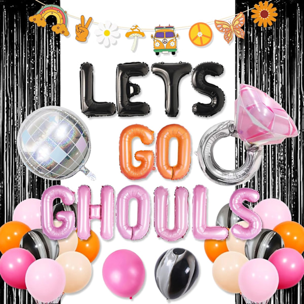 16 PCS Lets Go Ghouls Festdekorasjoner Boos Før I Dos Ballonger Halloween Brud Dus Bachelorette Forlovelse Bach Dekor