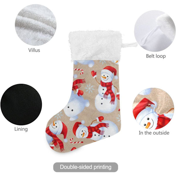 Julklapp, Personliga Julklappsstrumpor 2-pack Snögubbe Snöflinga Jul 18 tum Julstrumpor Hängande Ornament Eldstad