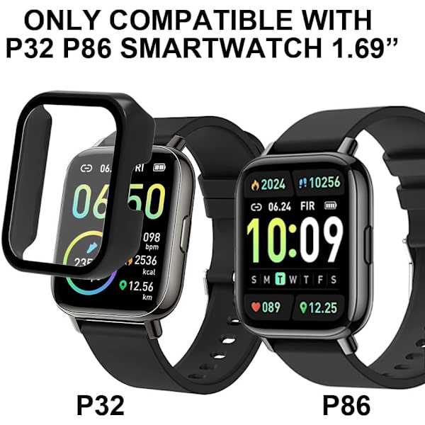 Smart Watch Fodral med skärmskydd för P32 P86 Kompatibel med