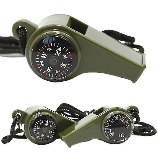 2 stk utendørs fløyte kompass termometer, fløyte par overlevelse fløyte felttrening overlevelsesverktøy