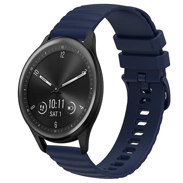 For Garmin Vivomove Sport 20mm Bølget Punkt Mønster Ensfarvet Silikone Urrem CRO Navy Blue