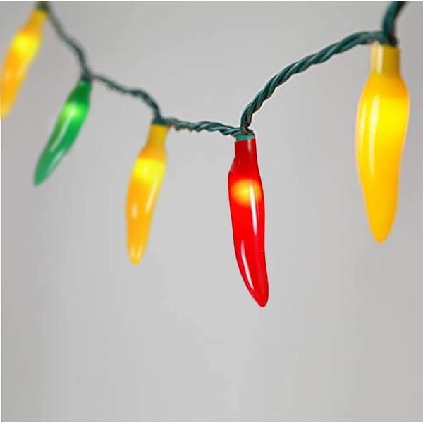 Chili Peber Julelys, 13,6FT Chili Peber Lys med 35 Multifarvede Varme Hvide Hot Chili, Glødepære Peber Lys til