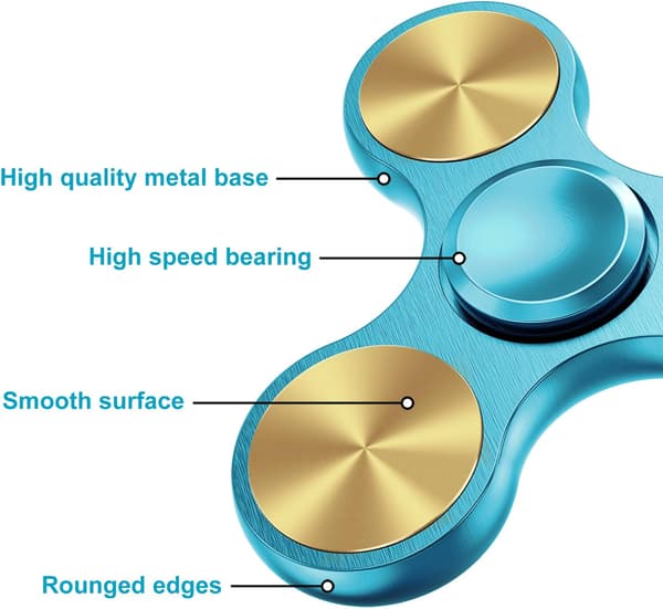 Fidget Spinner i rustfritt stål - Spinner 4-10 minutter - ADHD for alle aldre (Himmelblå)