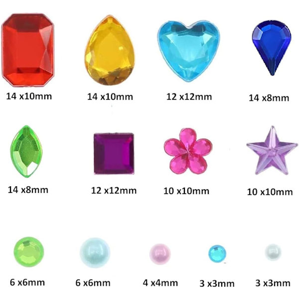 Stick on Gems (1200 st) - Selvhheftende Rhinestone Stickers