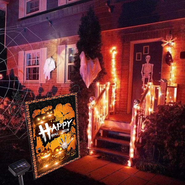 LED, Spøghus Ugle Græskar LED Lighted 12\" x 18\" Dobbeltsidet Til Have Terrasse Plæne Gård Udenfor Halloween Dekoration Gul Gul