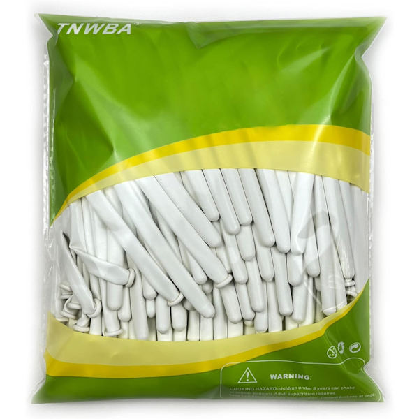 Vita ballonger, 100-pack, 260Q långa vridbara ballonger, födelsedag,